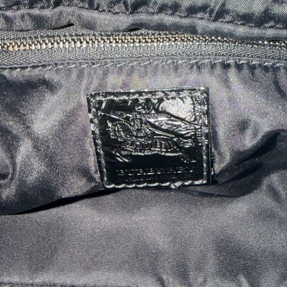 Burberry Black Beat Check Nylon and Patent Leather Buckle Satchel - Picture 10 of 13